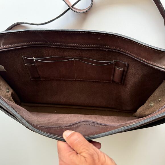 Lion Leather Products Vintage USA Made Mid Modern Style Brown Leather Briefcase - Picture 4 of 10